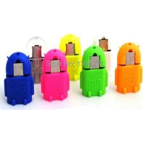 500PCS Android Robot Shap Micro Mini USB to USB OTG Adapter For Samsung Smartphone Tablet PC Connect To U Flash Mouse Keyboard