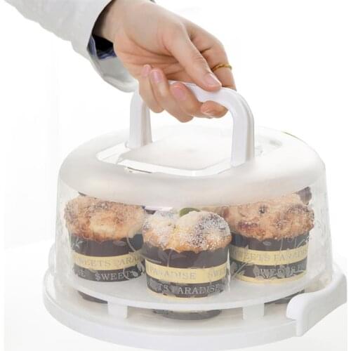 Plastic Cake Holder Non-Slip Dustproof Transparent Cake Box Cupcake Holder With Handle Cake Tools Accessories Kitchen Storage