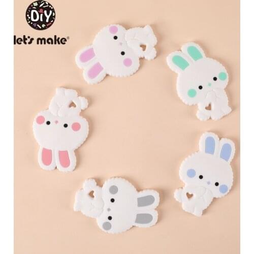 Lets Make 10pcs Silicone Teethers Rabbit Baby Care Cartoon DIY Cute Teething Toys Bpa Free Silicone Silicone Baby Teether