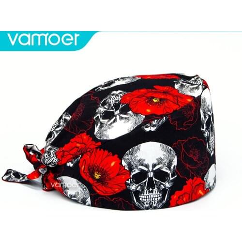 Adjustable cotton scrubs hatcartoon anime printing hats Breathable scrubs hat beauty salon working hat laboratory spa scrubs cap