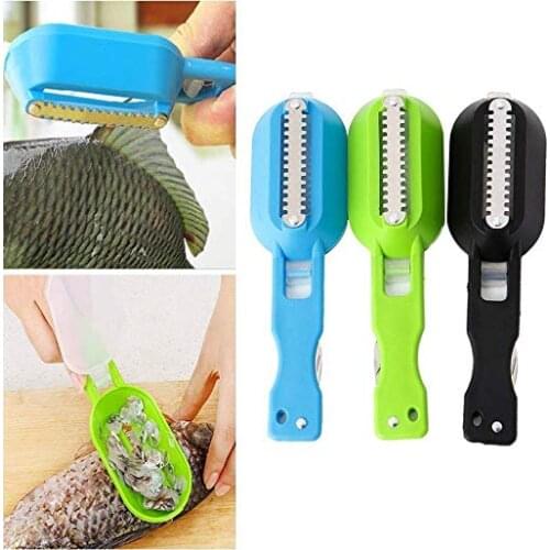 Fish Brush Skin Scraping Fish Scale Brush Graters Fast Remove Skin with Knife Kitchen Tools Gadgets Seafood Tool