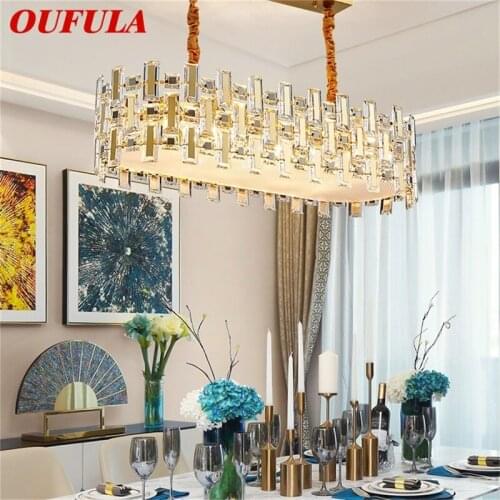 OUFULA Postmodern Pendant Light Creative Gold Chandelier LED Luxury Crystal Lamp for Home Decoration