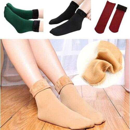 Leg Warmers Womens Winter Socks Plush Thickening Breathable Wool Home Floor Socks Snow Boots Cotton