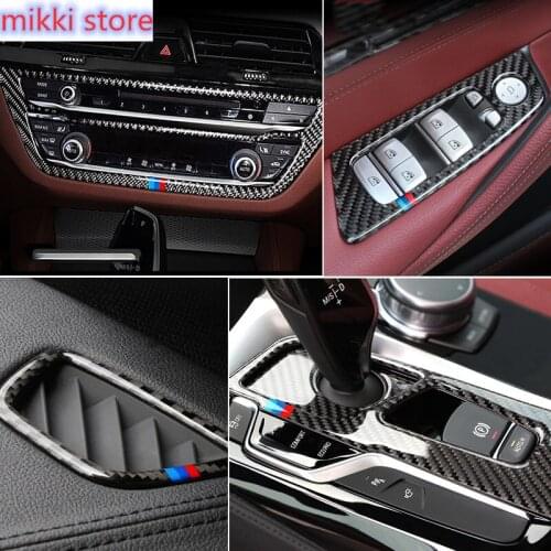 Carbon Fiber For BMW 5 Series 6GT G30 G32 Inner Gearshift Air Conditioning CD Panel Door Armrest Cover Trim Sticker Accessories