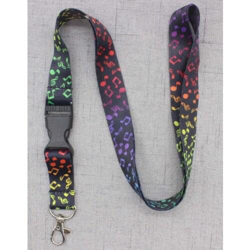 Music Note Lanyard Keys ID Badge Holders Mobile Phone Straps Neck Strap Necklace ID Holder Keychain 20pcs