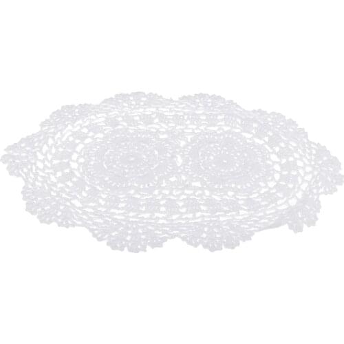 Vintage crochet oval lace doily doilies cotton placemat cup coaster mug dinner