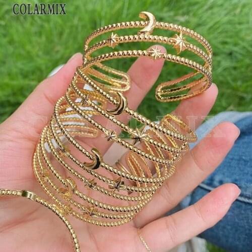 3 Pcs High quality Layer Bangle Moon and star bangle Gold color metal bangle Jewelry bangle jewelry Gift women jewelry 51449