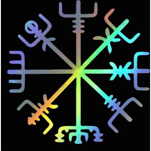 WaveHands Viking Rune Compass Art Car Sticker Decal Reflective Silver Vinyl 3D Funny Sticker on Motorcycle Car Styling Decal