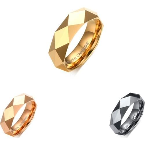 Japanese and Korean New Fashion Jewelry Wholesale 6mm Prismatic Cut Tungsten Steel Ring Trend Jewelry