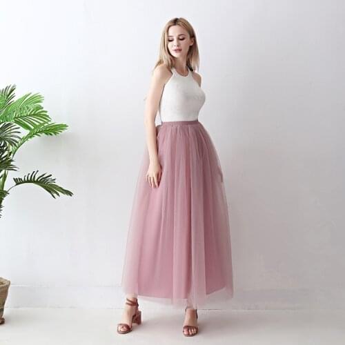 ShesModa Sweet Four Layer Mesh Womens Ankle-length Ball Gown Skirt Solid Princess Skirt