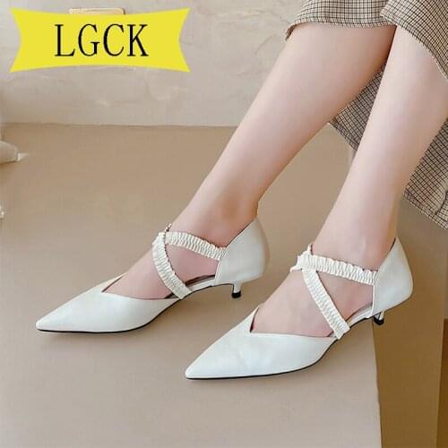 Plus Size 34-40 genuine leather shoes woman on summer shoes Elegant High Heels unique fashion party wedding shoes woman sandals