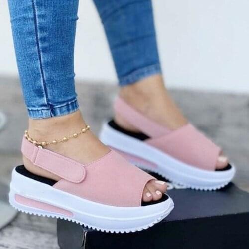 2021Summer Fashion Womens Wedges Sandals Beach Casual Female Platform Peep Toe Shoes Slingback Lady Mixed Colors Buckle Sandals