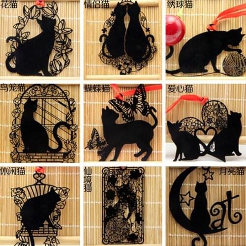 1pc Cat Bookmarks Japanese Black Paint Metal Bookmarks Stationery Escolar School Office Supplies Papelaria Pagination Bookmark