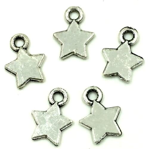 10Pcs Pendant Tiny Silver Tone Star Pentacle Charms Etoile Breloque Jewelry DIY Making Findings 10mm
