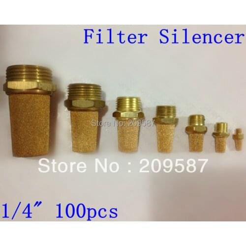 100pcs Sintered Bronze Pneumatic 1/4" PT Male Thread Exhaust Silencer Muffler
