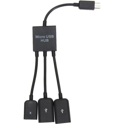 3 in1 Male to Female Dual Micro USB 2.0 Host OTG Hub Adapter Cable For Samsung Compatible with Keyboard Mouse Card Reader