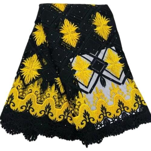 5 Yards African Lace Fabric High Quality Embroidery Mesh Lace With Stones Milk Silk Lace French Tulle Lace Fabric For Dress