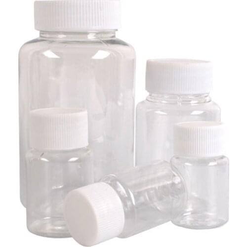 50PCS 15ml/20ml/30ml/50ml Plastic PET Clear Empty Seal Bottles Solid Powder Medicine Pill Chemical Container Reagent Vials