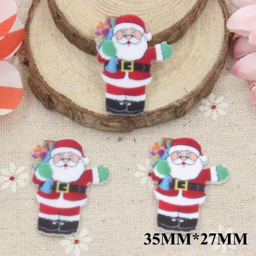 50pcs 35*27CM Christmas Santa Claus Flat Back Resins For Festivals Planar Resin DIY Crafts For Home Decoration Accessories FR062
