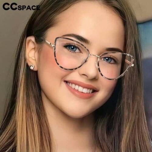 53369 Metal Cat Eye Anti-Blue Light Glasses Frame Spring Legs Men and Women Optical Fashion Computer Eyeglasses
