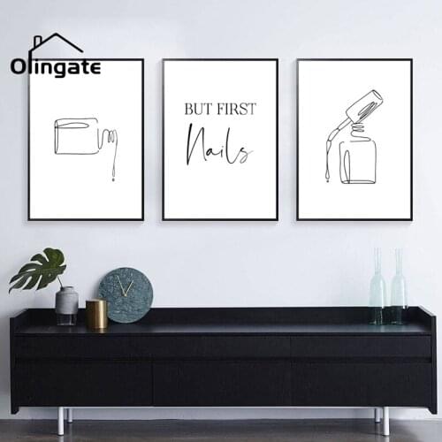 Abstract Beauty Line Art Nail Canvas Art Funny Quote Letter Wall Picture Print One Piece Canvas Poster Home Drawing Room Decor