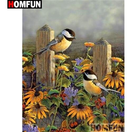 HOMFUN Full Square/Round Drill 5D DIY Diamond Painting "Birds and flowers" 3D Diamond Embroidery Cross Stitch Home Decor A19188
