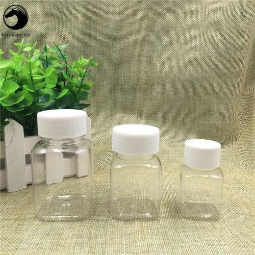 Free Shipping 30ml 60ml 80ml Lucency Plastic pill Empty Packaging Square organizer Bottles Jars New Style Refillable Containers