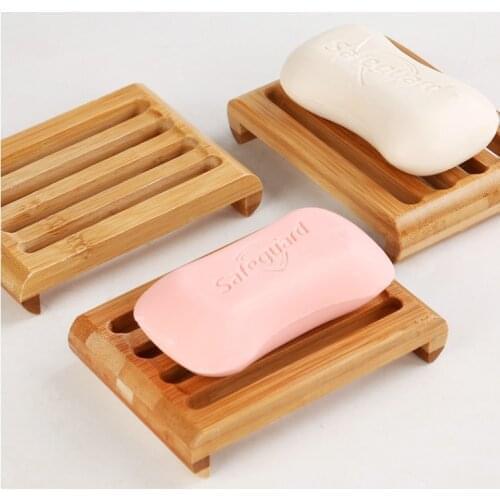 Free shipping 200PCS/LOT Natural Bamboo Soap Dishes Tray Holder Bathroom Soap Rack Plate Box Container