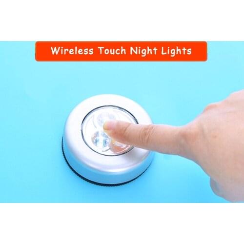 Wireless Touch Night Lights Battery Powered Wall Lamp Self-adhesive Energy Saving Lamp Wardrobe Lamp Car Ceiling Night