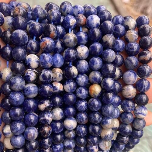 High Quality Natural Sodalite Stone Beads 6/8/10mm DIY Round Loose Bead For Jewelry Making 15'' Bracelet Necklace