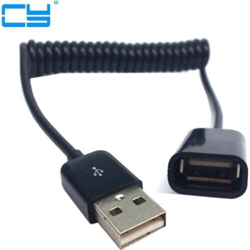 Black USB 2.0 A type male to female stretch data extension OTG Cable for PC Laptop