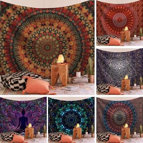 Home Indian Mandala Tapestry Wall Hanging Sandy Beach Throw Rug Blanket Travel Mattress Bohemian Tapestries Decoration Mural