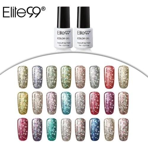 Elite99 7ml Soak Off Starry Nail Gel Varnish Long Lasting Nail Gelpolish Bling Glitter Sequins Gel Polish for Nail Art Design