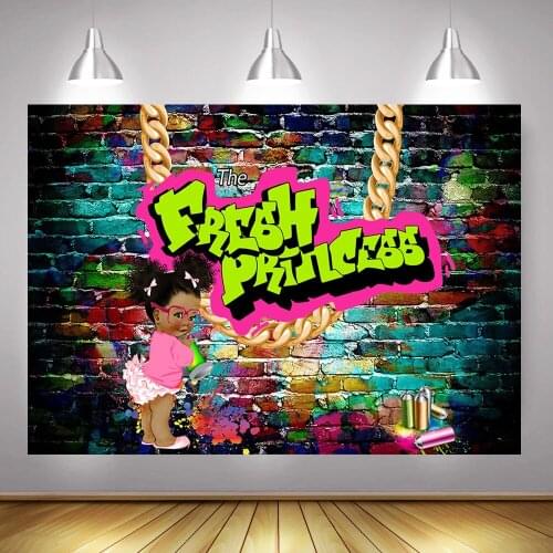 The Fresh Princess Birthday Backdrop Photocall Rainbow Grafitti Wall Hip Hop Newborn Girl Background Baby Shower Photography