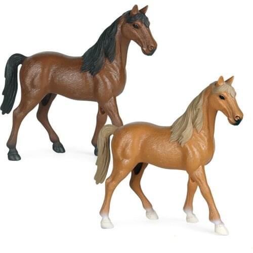 Simulation Fine Horse Toy Model Hollow Hard Plastic Brown Racehorse Action Figure Animal Mini Figure Decor Educational Kids Toys
