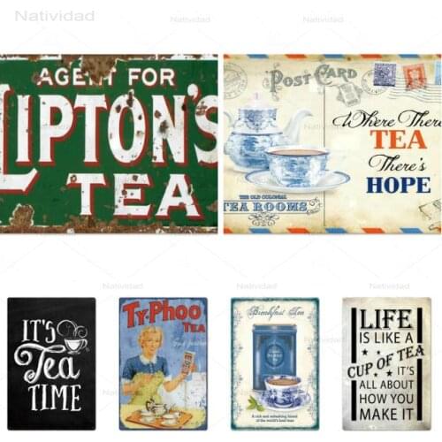 Keep Calm and Drink Tea Letters Posters Irons Painting Metal Tin Plaque Vintage Time for Tea Pictures Shop Room Decorative