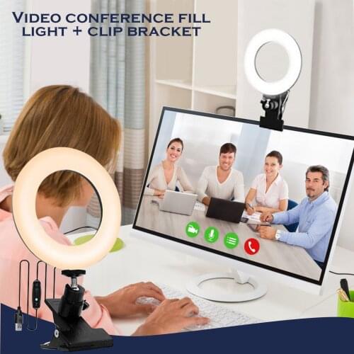 Gosear Video Conference Lighting Kit Brightness Color Temperature Adjustable Light with Clip Bracket for Laptop Live Streaming
