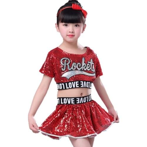 Girl Jazz Dance Costumes for Kids Hip Hop Clothing Modern Dance Suit Performance Stage Sequin Jazz Costume For Girls Top Skirt