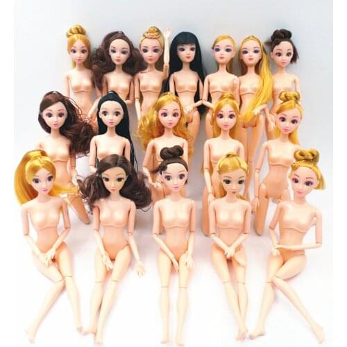 3D lifelike Eye Head 30CM Toy Doll Moveable Joints Body For Barbi Princess Baking Cake Naked Body Doll For Girl Gifts