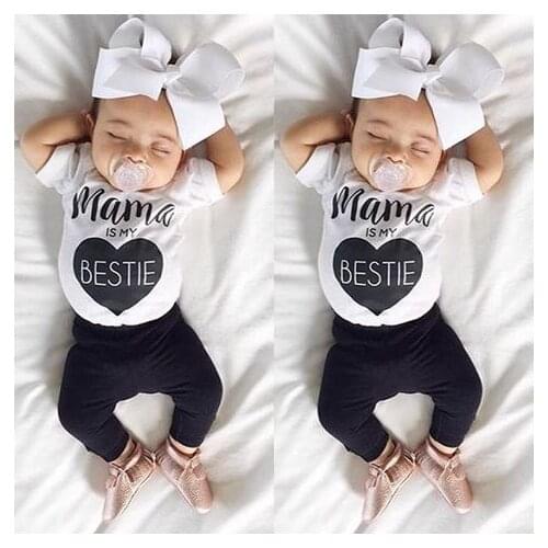 Mama Is My Bestie Print Summer Infant Baby Boys Girls Romper Funny Newborn Unisex Clothes Toddler Fashion Short Sleeve Jumpsuit