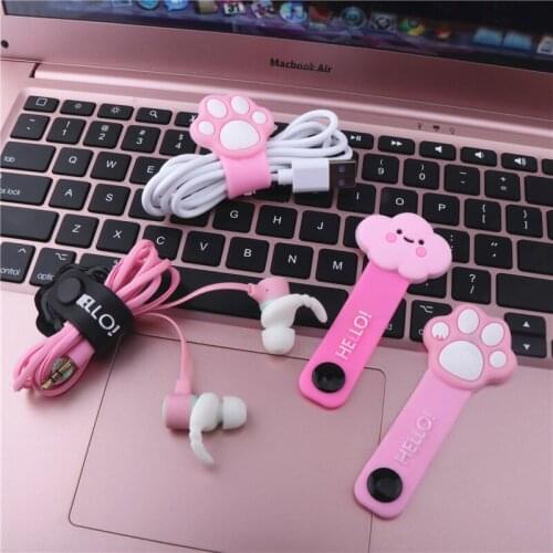 Cute Headphone Cord Organizer Creative Cartoon Data Line Winder USB Cable Collector Management Phone Charging Wire Accessories
