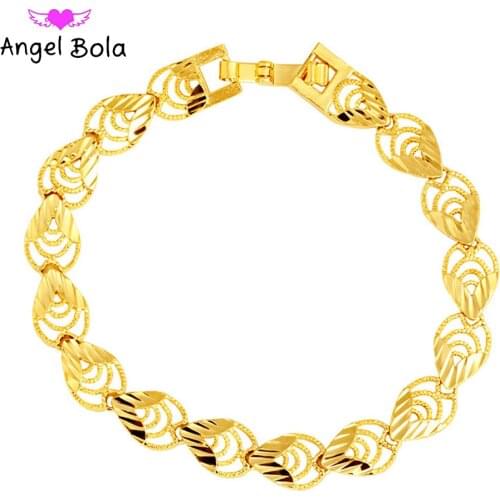 Muslim New Fashion Water Drop Shape Women Charm Bracelet Luxury Gold Jewelry Islamic Dress Bracelet Wedding Gift Wholesale