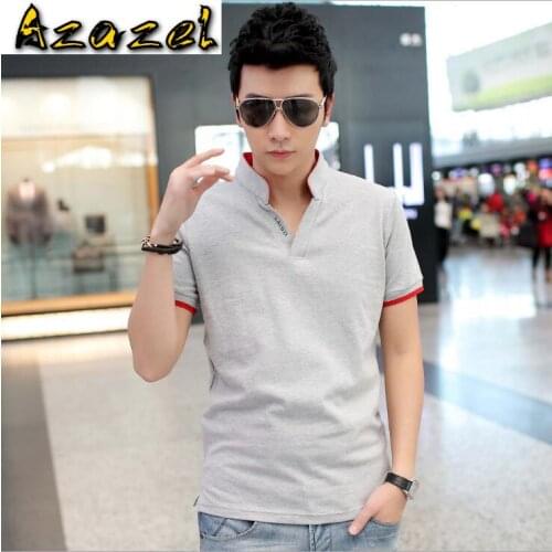 Hot Summer New male Casual Stand Collar Shirt Brand Polos Mens Pure color POLO Shirts Cotton Short Sleeve Camisas Top M-3XL