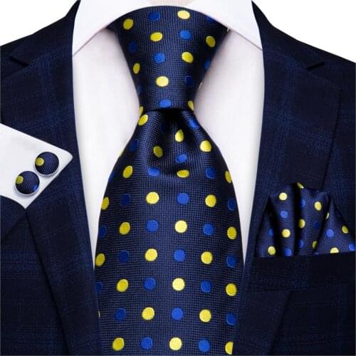 Hi-Tie 8.5cm Polka Dot Blue 100% Silk Mens Tie Neck Red Ties Ties for Men Formal Business Luxury Wedding Neckties Gravatas