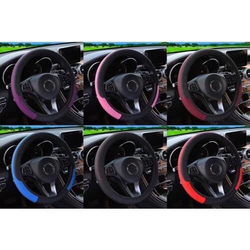 New Universal Colored Leather Car Steeling Wheel Cover Anti Slip Cover Auto Steering Wheel Protector Decoration Car Accessories