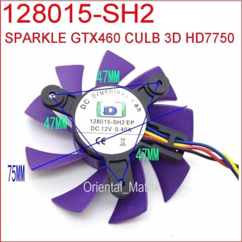 Free Shipping 128015-SH2 12V 0.40A 75mm 47x47x47mm For SPARKLE GTX460 CULB 3D HD7750 Graphics Card Cooling Fan 4Pin 4Wire