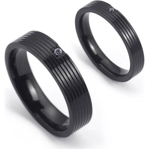 Titanium Steel Couple Jewelry Black Classic Titanium Steel Men and Women Rings Couple Rings