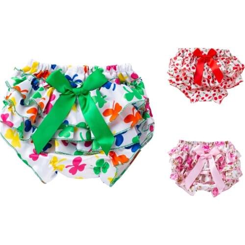 Rose/Cherry/Clover-Infant Toddler Baby Girl Dress-Polyester Ruffled Panties-Cute Diaper Covers-PP Shorts-Kids Clothes