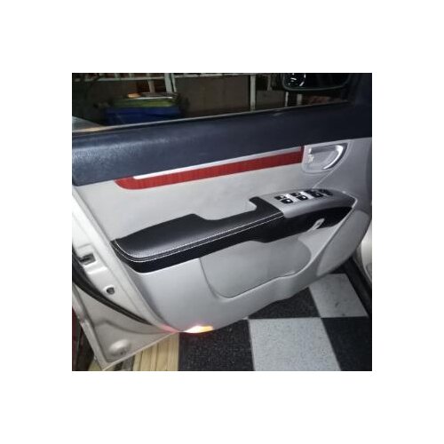 Microfiber Car Armrest Leather Door Panel Interior Sticker Trim For Hyundai Santa Fe 2006 2007 2008 2009 2010 2011 2012