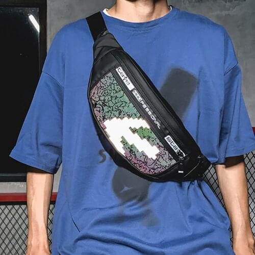 Waist Bags For Men Canvas Young Boy Chest Bag Reflective Nylon Crossbody Chest Bag Male Casual Fanny Packs Fashion Belt Pack